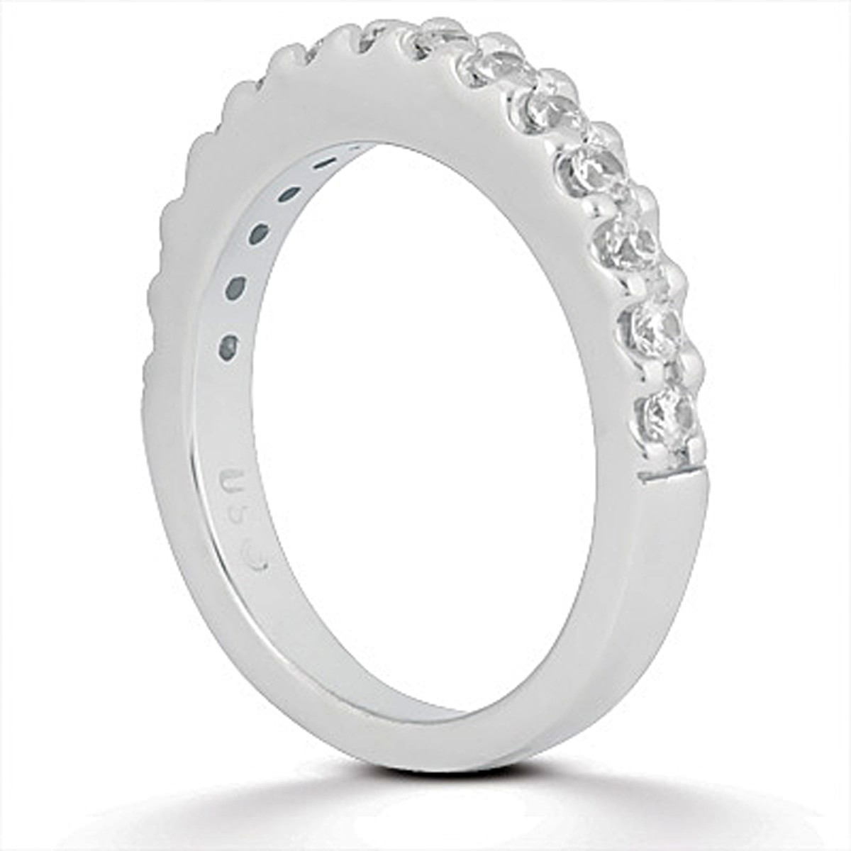 14k White Gold Shared Prong Diamond Wedding Ring Band - Bold and Glamorous