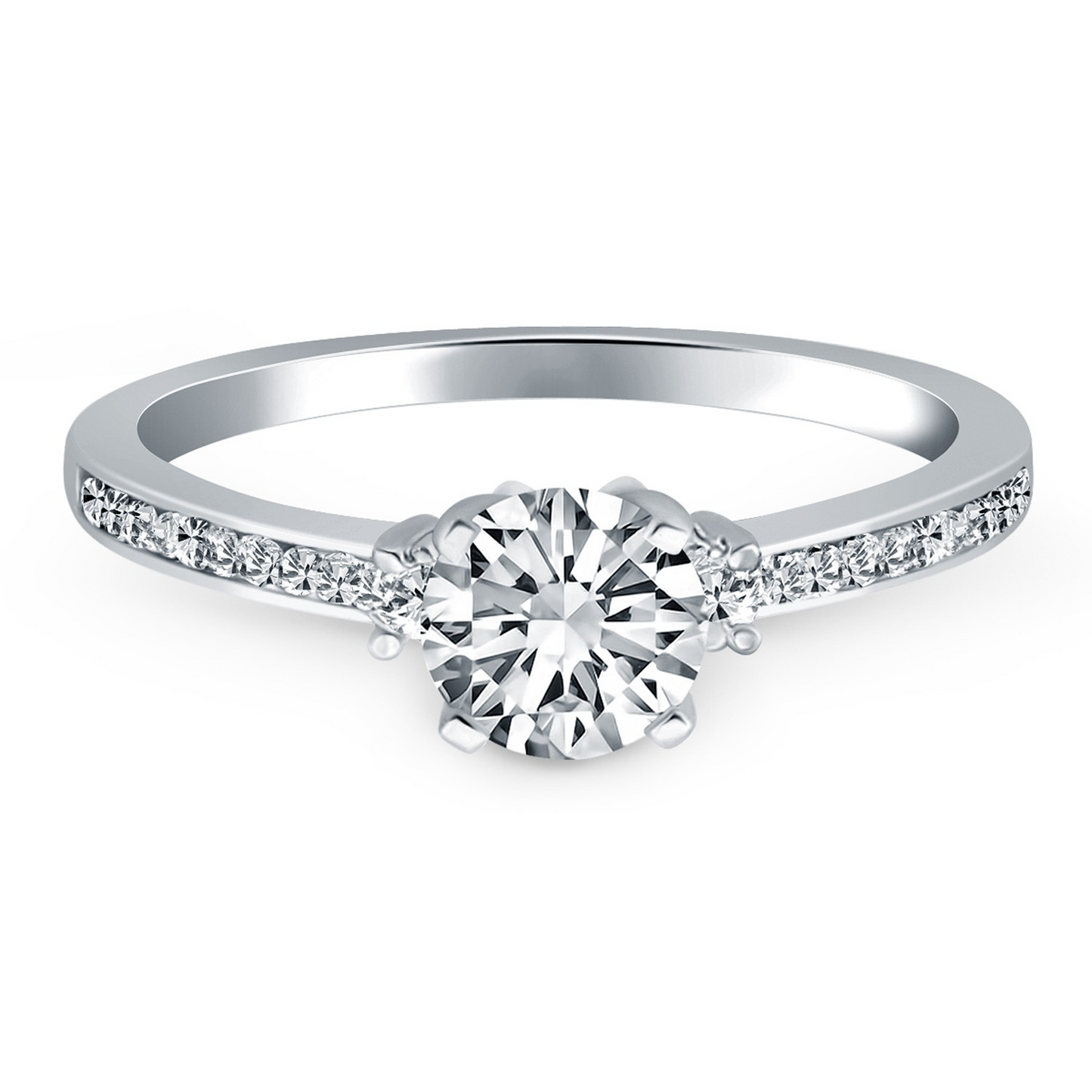 14k White Gold Diamond Accent Engagement Ring - Sparkling and Elegant