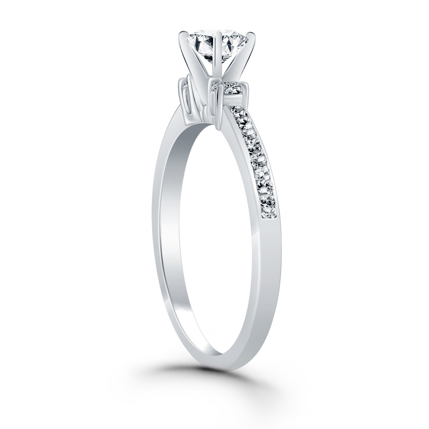 14k White Gold Diamond Accent Engagement Ring - Sparkling and Elegant