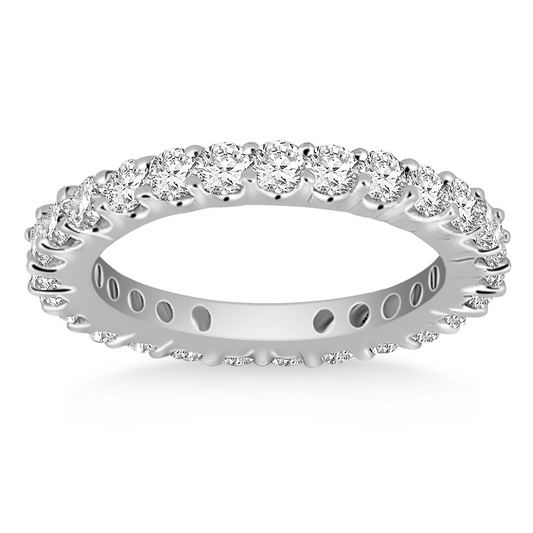 14k White Gold Common Prong Round Diamond Eternity Ring | Elegant and Timeless Design