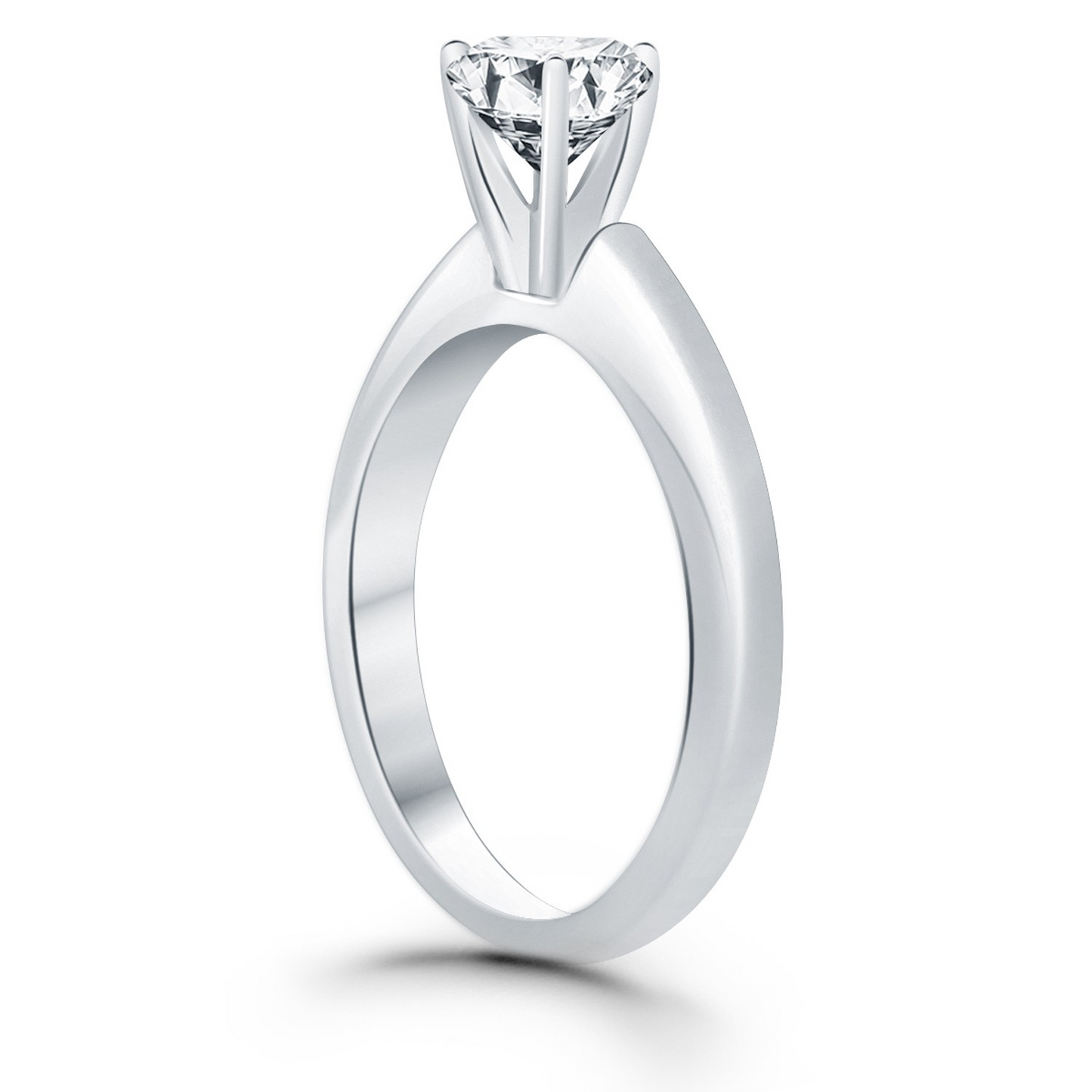 14k White Gold Solitaire Cathedral Engagement Ring - Elegant and Timeless