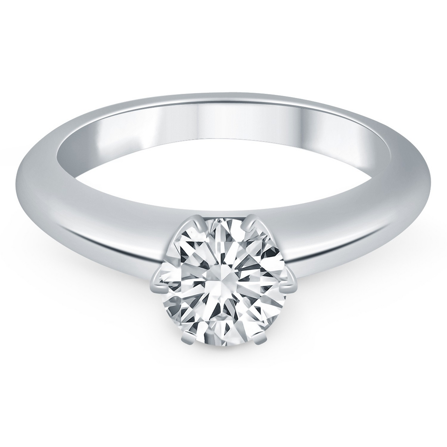 14k White Gold Solitaire Cathedral Engagement Ring - Elegant and Timeless