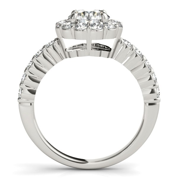 14k White Gold Round Floral Motif Diamond Engagement Ring (1 5/8 cttw) - Exquisite Engagement Ring