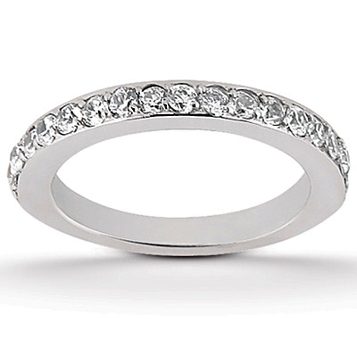 14k White Gold Pave Diamond Wedding Ring Band Set 1/2 Around