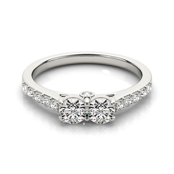 14k White Gold Round Two Stone Diamond Ring (3/4 cttw) - Elegant and Timeless