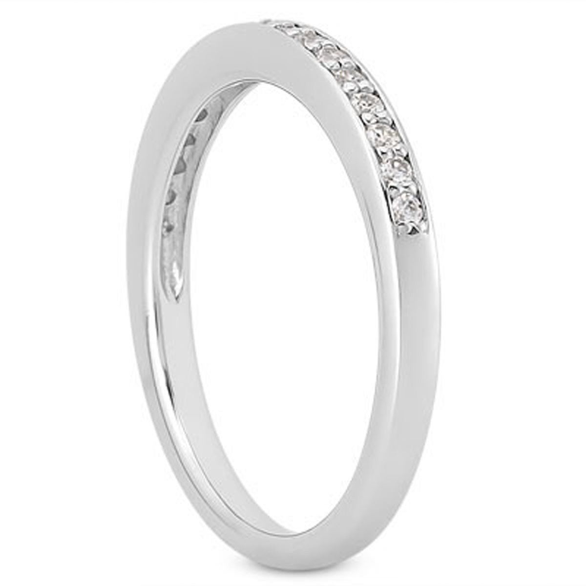 14k White Gold Micro-pave Flat Sided Diamond Wedding Ring Band - Elegant and Sparkling