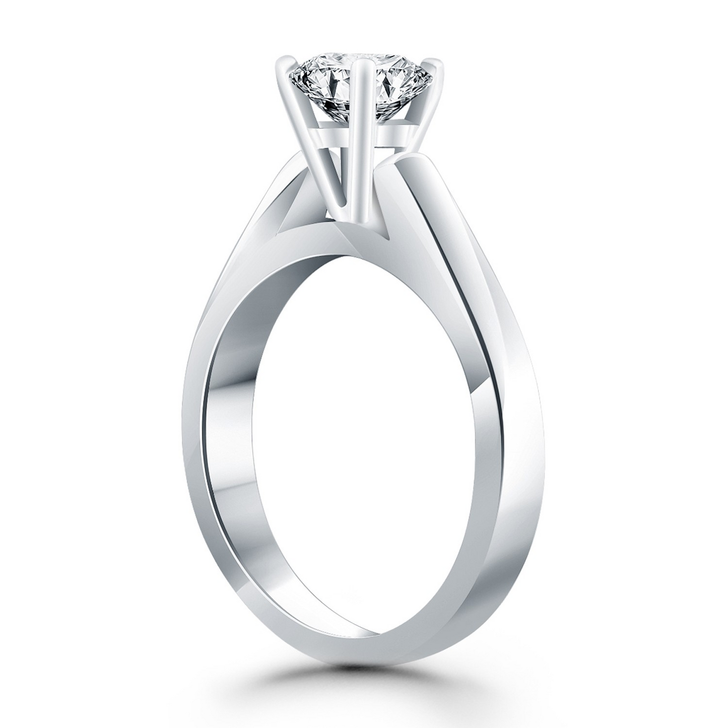 14k White Gold Wide Cathedral Solitaire Engagement Ring - Elegant and Timeless