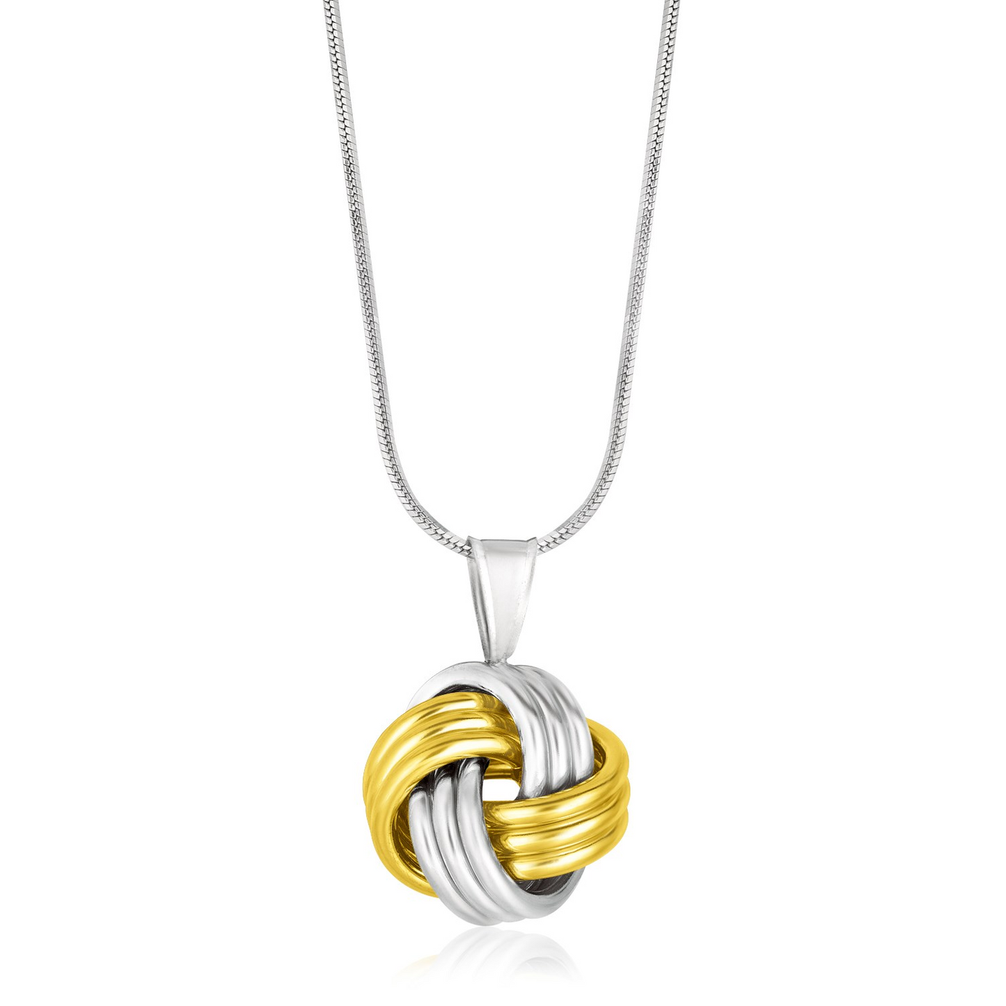 14k Yellow Gold and Sterling Silver Pendant in a Ridge Texture Love Knot Style