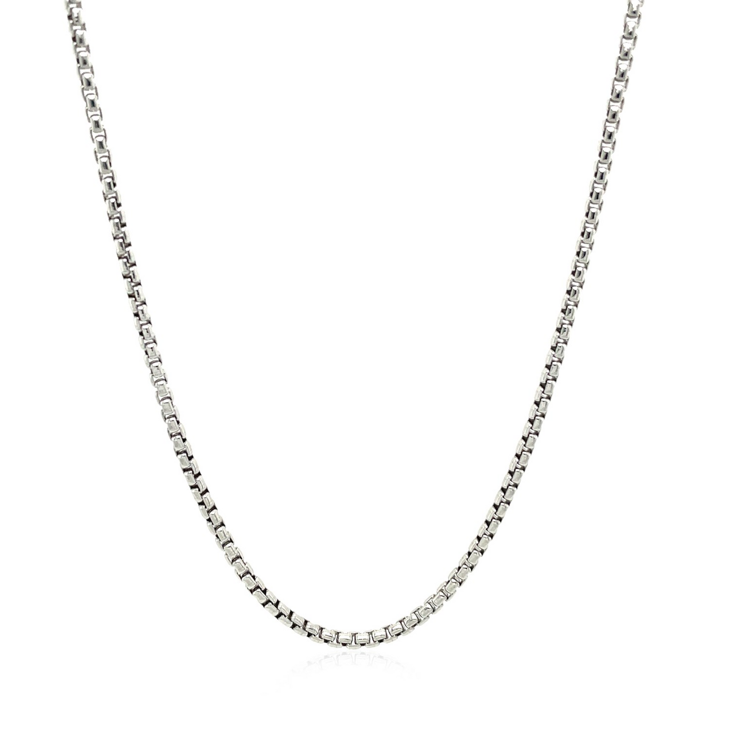 Sterling Silver Rhodium Plated Round Box Chain 1.8mm - Elegant and Versatile Jewelry