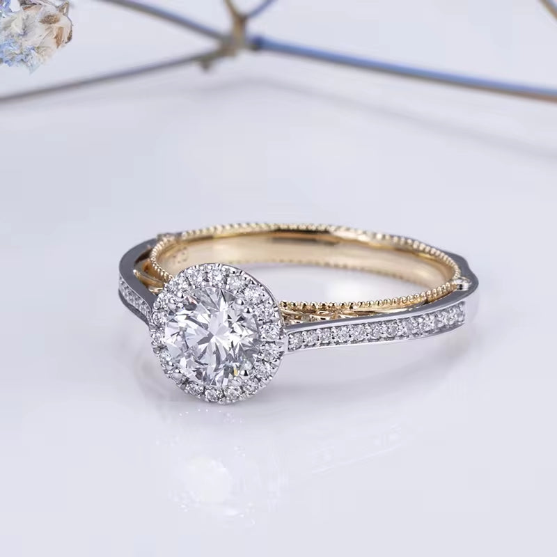 Custom 18K 1Ct D VVS1 IGI Certified Lab Grown Diamond Halo Ring