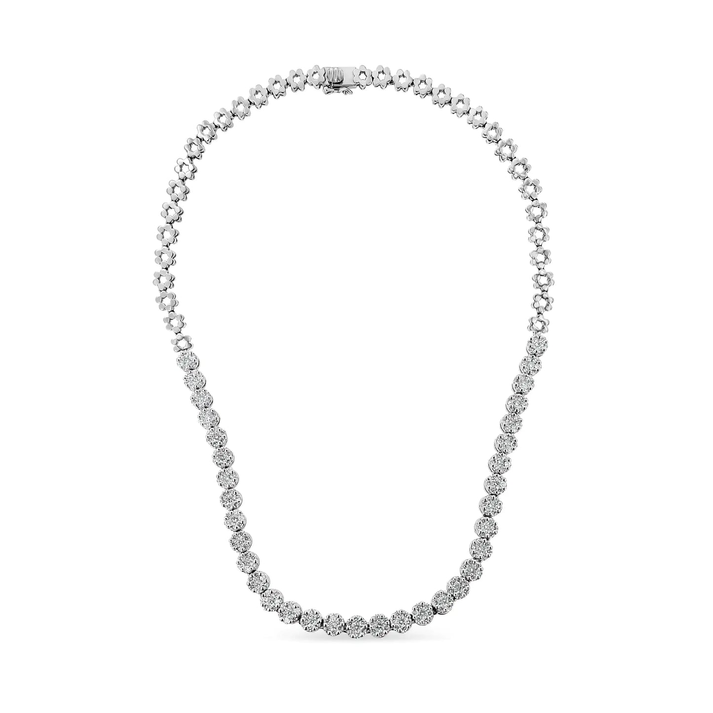 Collier de remise de diplôme Riviera en or 14 carats certifié IGI de 8,0 carats avec pavé de diamants ronds (couleur HI, clarté I1)