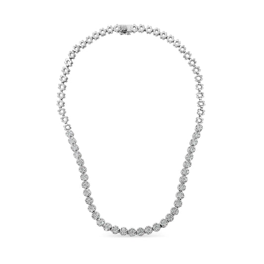 Collier de remise de diplôme Riviera en or 14 carats certifié IGI de 8,0 carats avec pavé de diamants ronds (couleur HI, clarté I1)