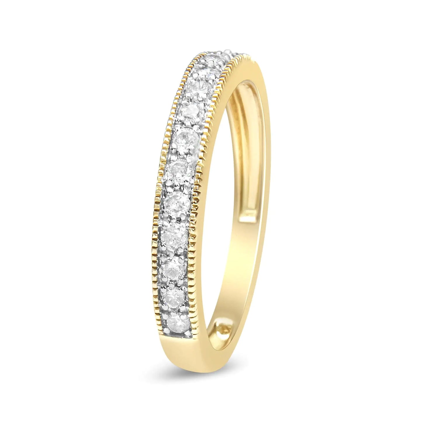 Bague en or jaune 10 carats avec diamants 1/4 carat certifiés IGI (couleur JK, clarté I2-I3)