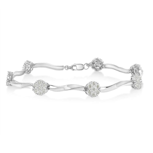 Bracelet à maillons diamant en argent sterling (1 carat au total, couleur HI, clarté I1-I2)