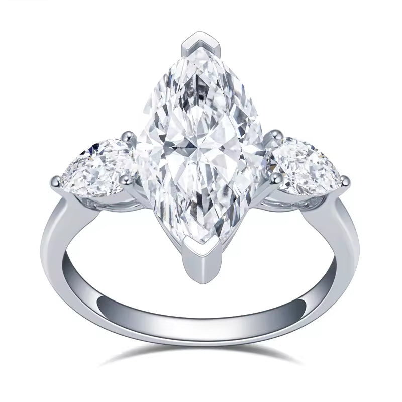 MS-1405 18K White Gold Customized 2.36Ct F VS1 CVD Marquise Cut Lab Diamond Solitary Ring