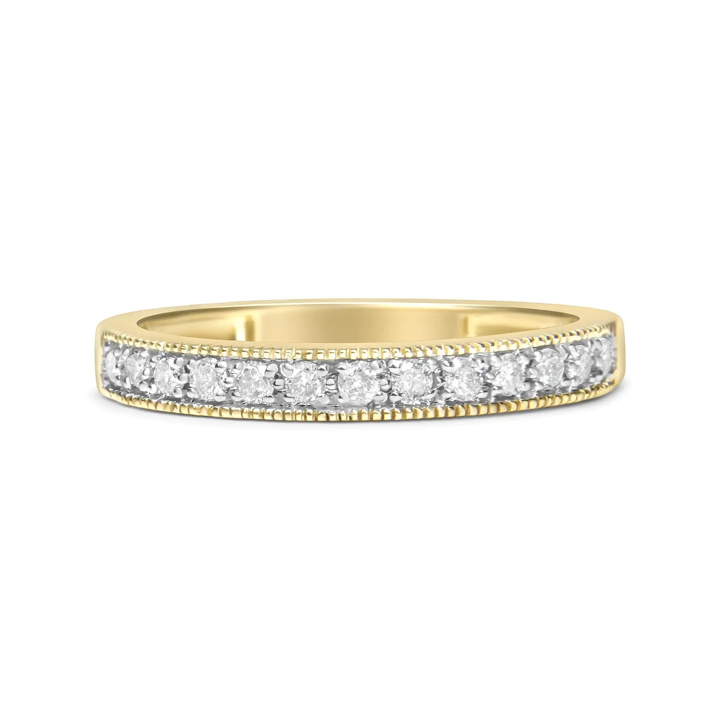 Bague en or jaune 10 carats avec diamants 1/4 carat certifiés IGI (couleur JK, clarté I2-I3)