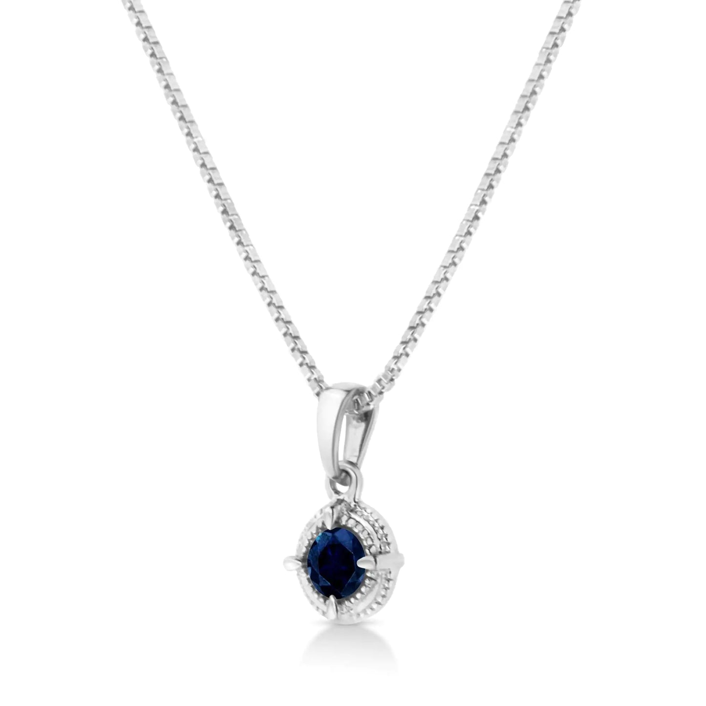 .925 Sterling Silver Treated Color Diamond Solitaire 18" Milgrain Pendant Necklace