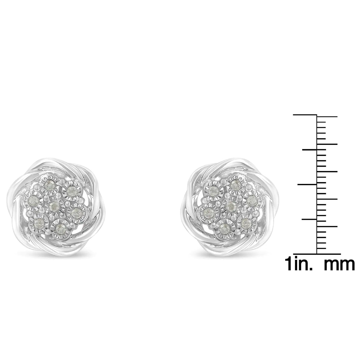 Boucles d'oreilles à tige en argent sterling avec diamants tourbillonnants (1/6 carat au total, couleur IJ, clarté I2-I3)