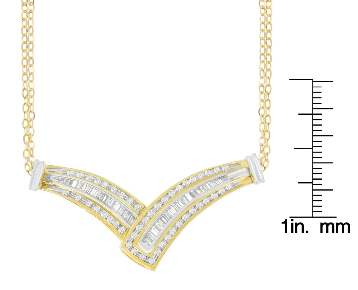 Halskette mit V-förmigem Anhänger aus 14 Karat Gelbgold mit 1/2 Karat Diamanten (IJ, I1-I2)