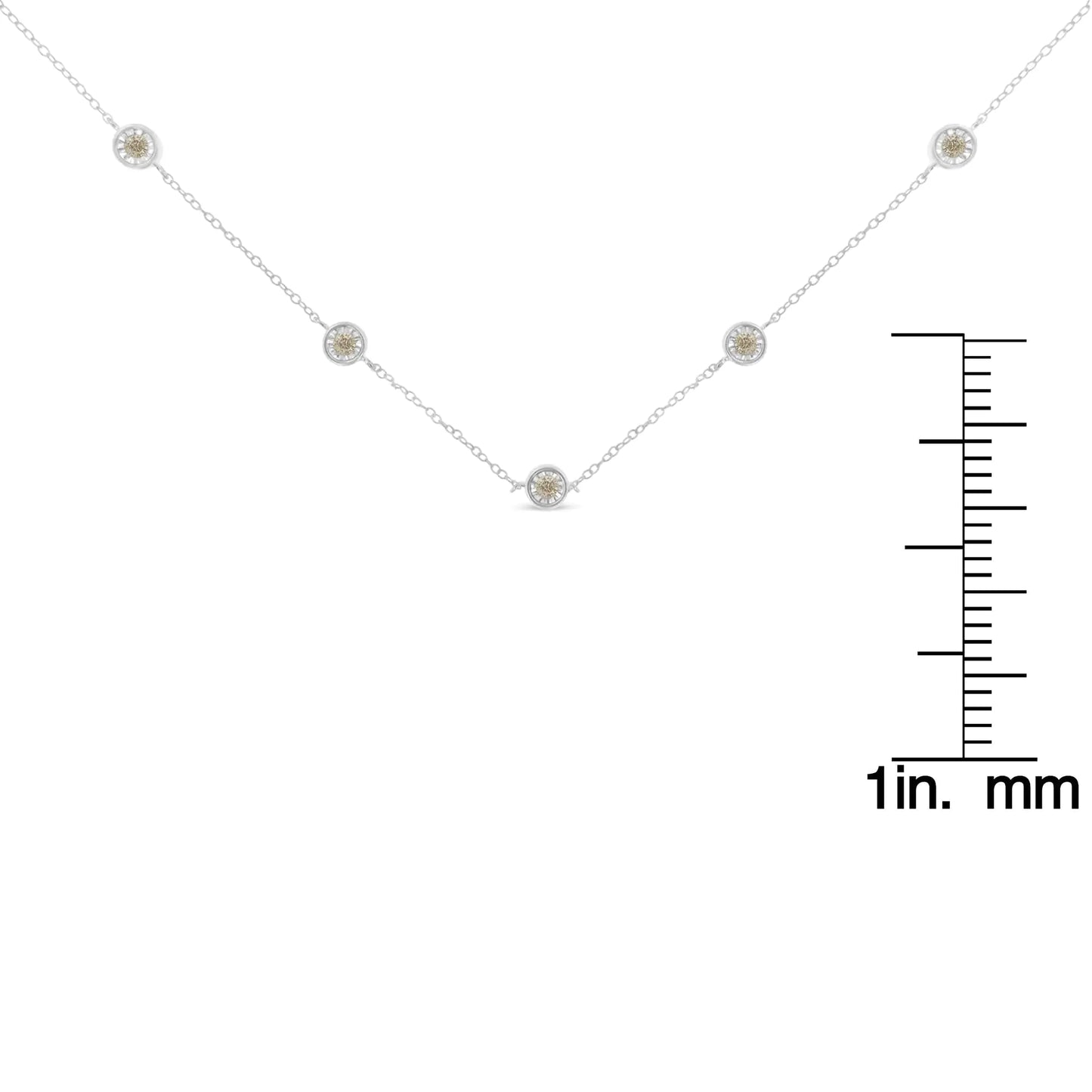 Collier station de diamants en argent sterling (1/2 carat au total, couleur IJ, clarté I1-I2)