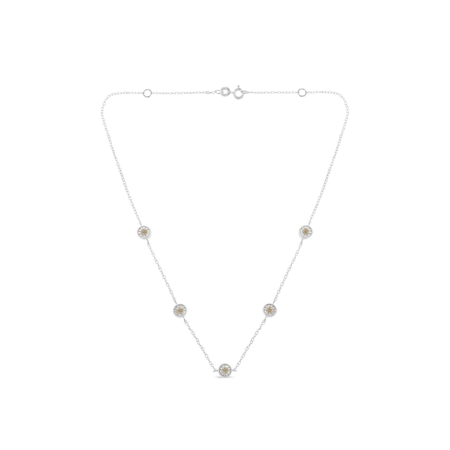 Collier station de diamants en argent sterling (1/2 carat au total, couleur IJ, clarté I1-I2)