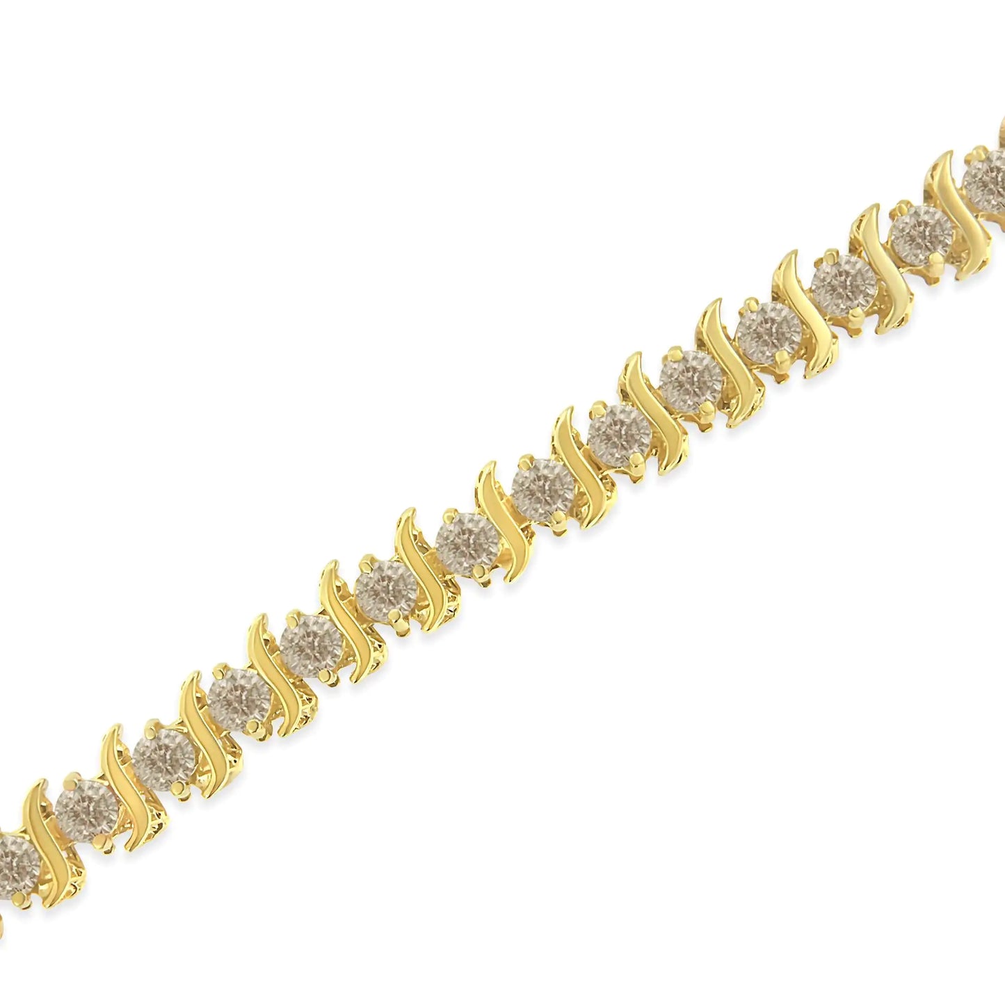 Bracelet à maillons classique en argent sterling 925 plaqué or jaune 14 carats avec diamants ronds de 6,0 carats (couleur JK, pureté I1-I2) - Taille 7,5"