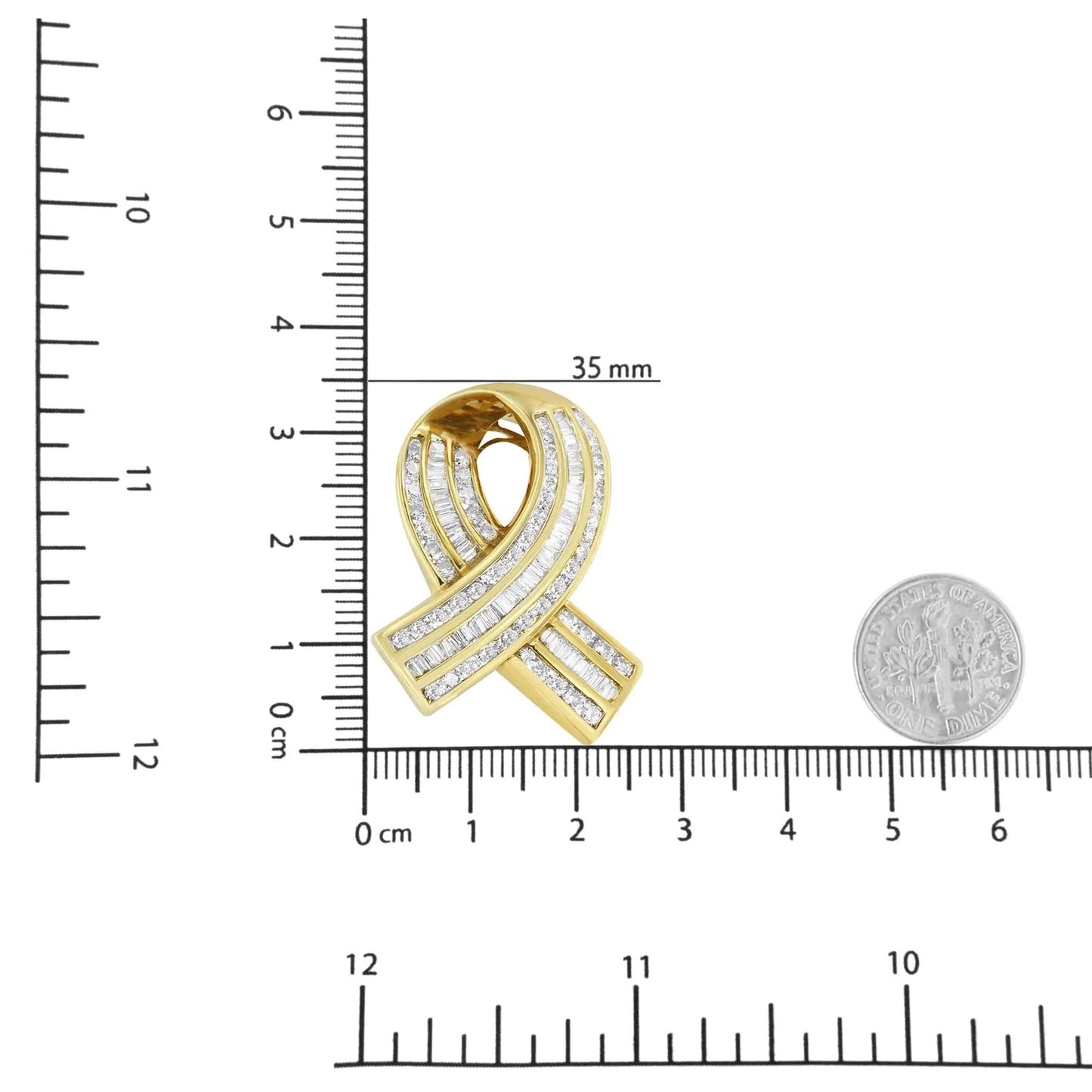 14 K Gelbgold 2 5/8 Karat Kanalfassung mit weißem Diamanten und Bewusstseinsband-Anhänger (GH-Farbe, VS1-VS2-Klarheit) – OHNE KETTE