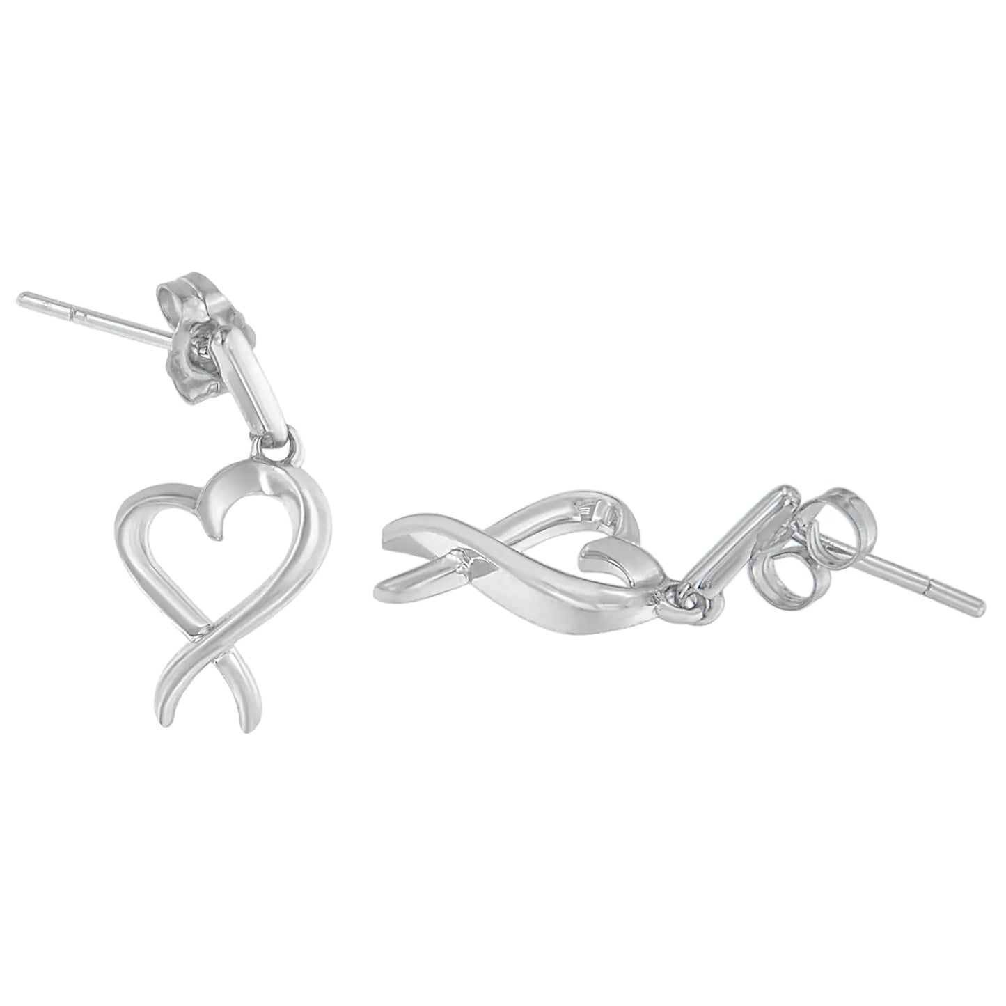 Sterling Silver Dangle-Heart Earrings