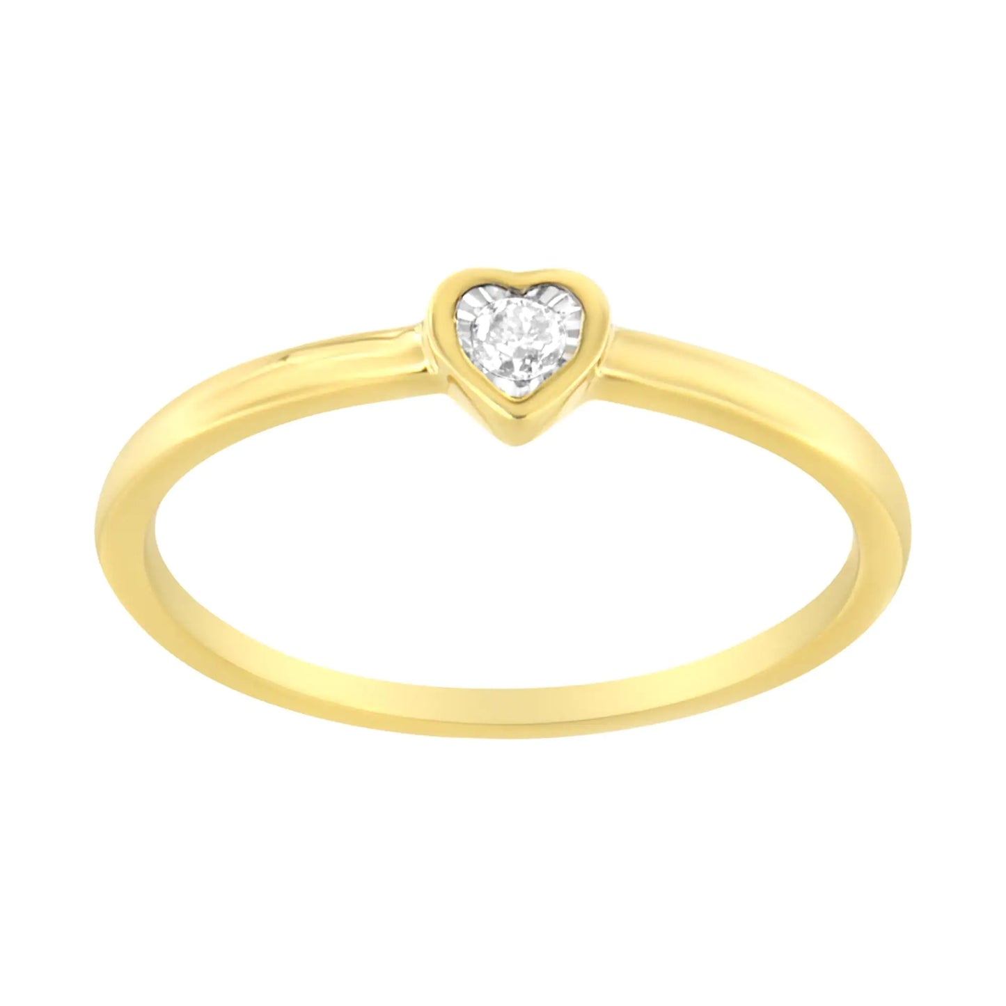 14K Yellow Gold Plated .925 Sterling Silver Miracle Set Diamond Accent Heart Shaped Promise Ring (J-K Color, I1-I2 Clarity)