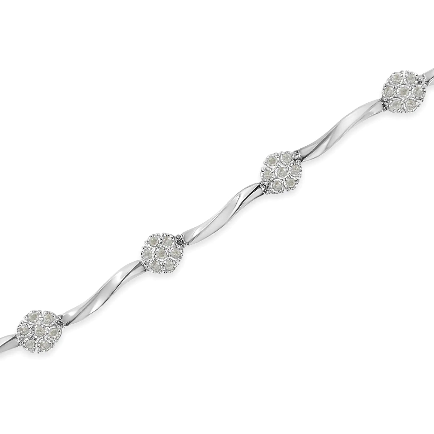 Bracelet à maillons diamant en argent sterling (1 carat au total, couleur HI, clarté I1-I2)