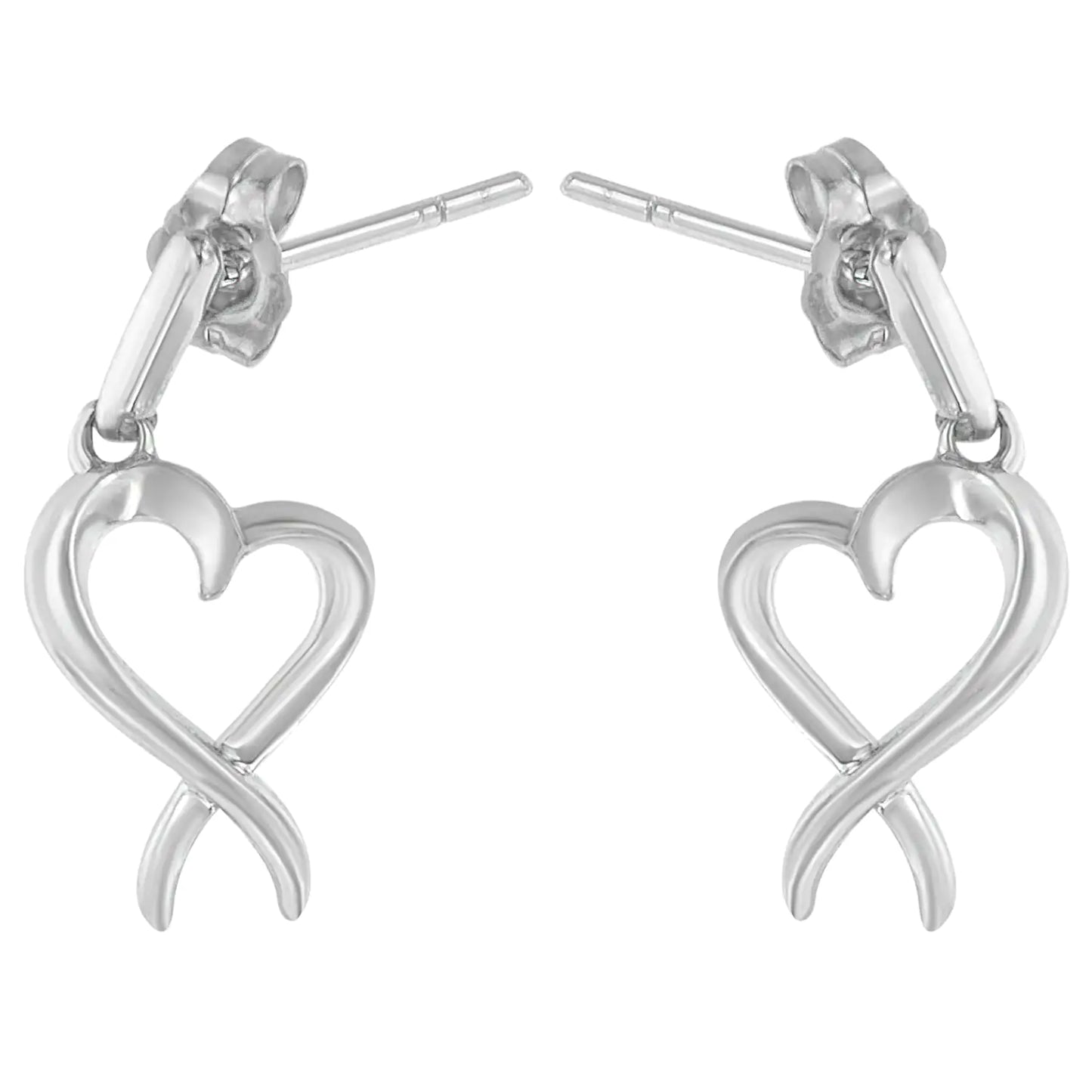 Sterling Silver Dangle-Heart Earrings