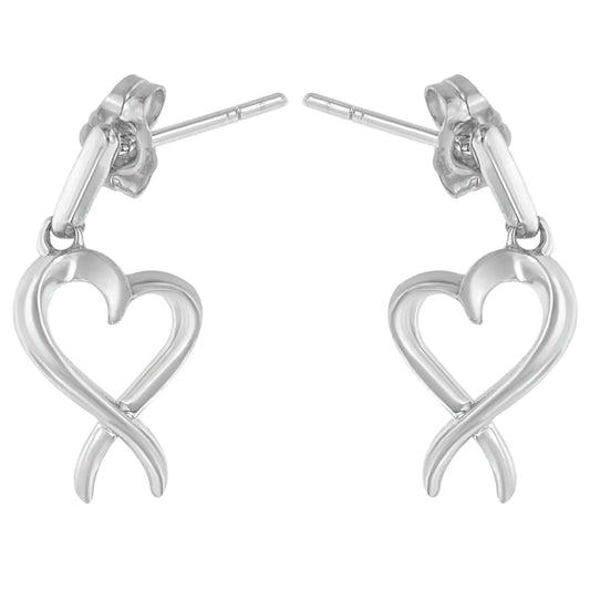 Sterling Silver Dangle-Heart Earrings