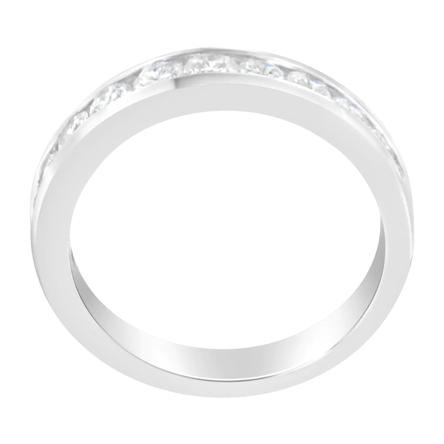 Bague de mariage demi-éternité en or blanc 18 carats certifiée IGI avec diamant de 1,0 carat (couleur EF, clarté I1-I2)