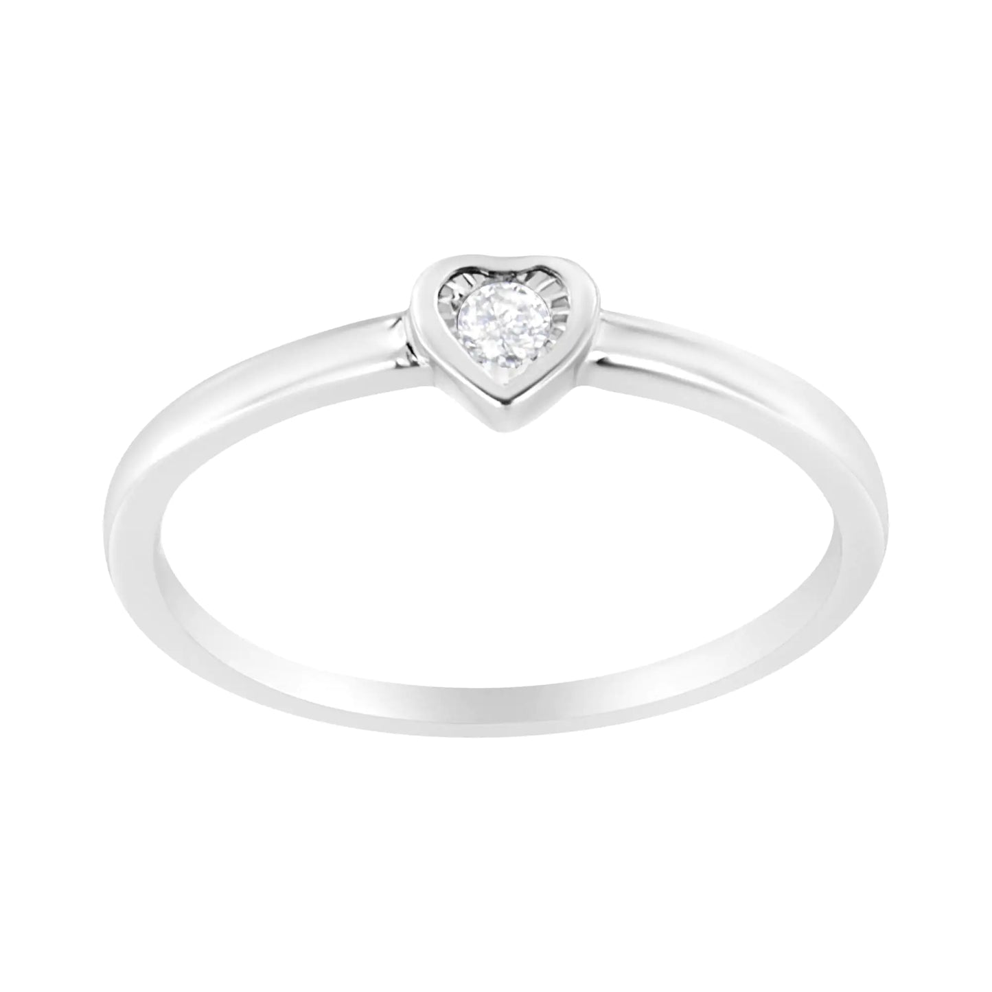 .925 Sterling Silver Miracle Set Diamond Accent Heart Shaped Promise Ring (J-K Color, I1-I2 Clarity)