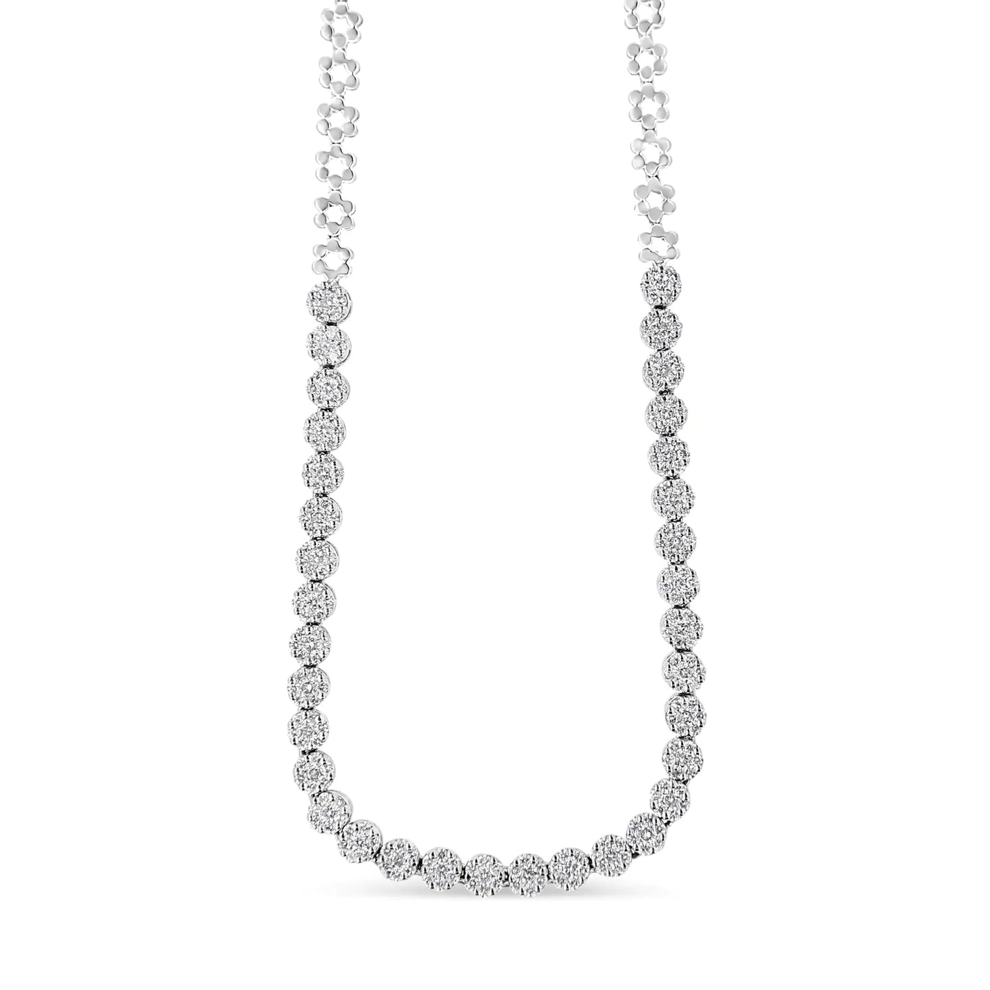 Collier de remise de diplôme Riviera en or 14 carats certifié IGI de 8,0 carats avec pavé de diamants ronds (couleur HI, clarté I1)