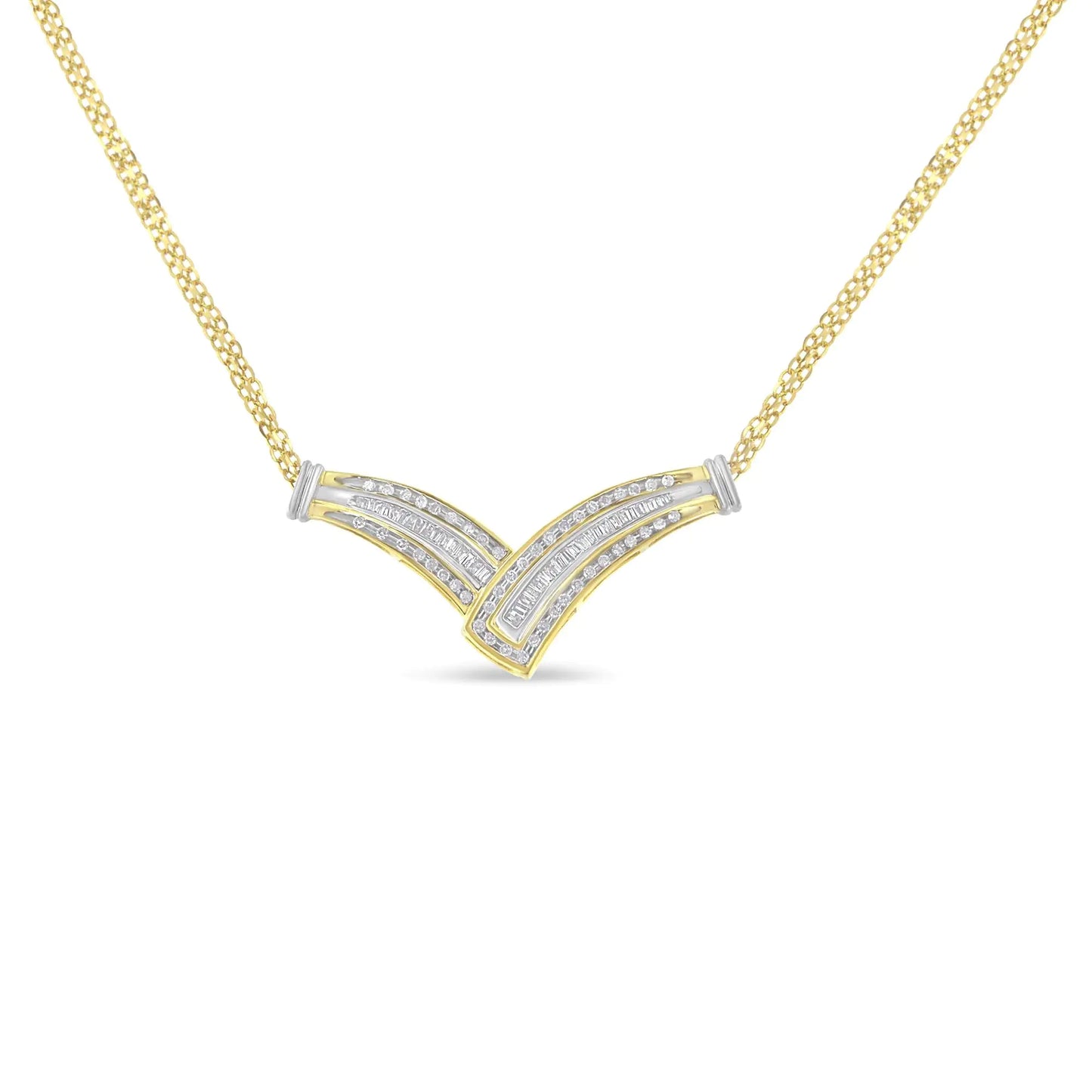 Collier avec pendentif en forme de V en or jaune 14 carats avec diamant 1/2 carat (IJ, I1-I2)