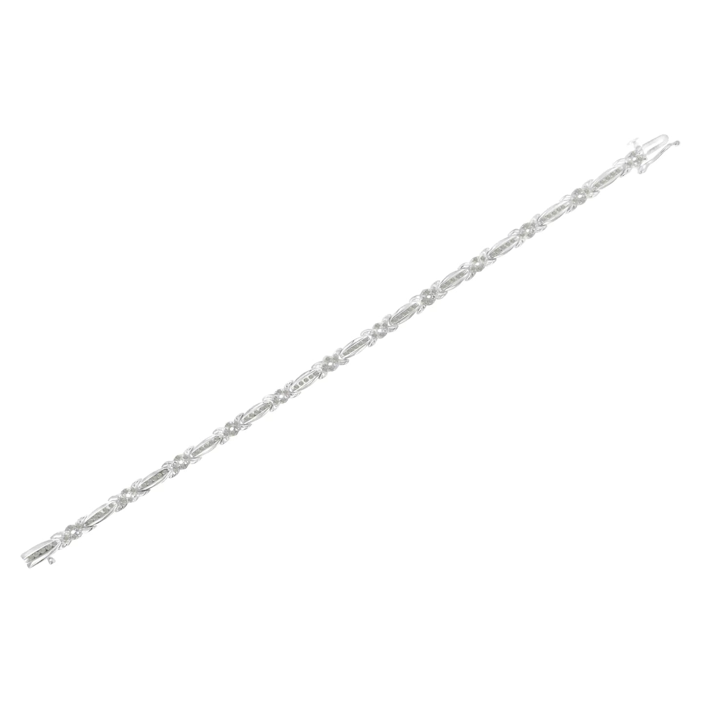 Bracelet de tennis X-Link en argent sterling et diamant (1 carat au total, couleur IJ, clarté I3)