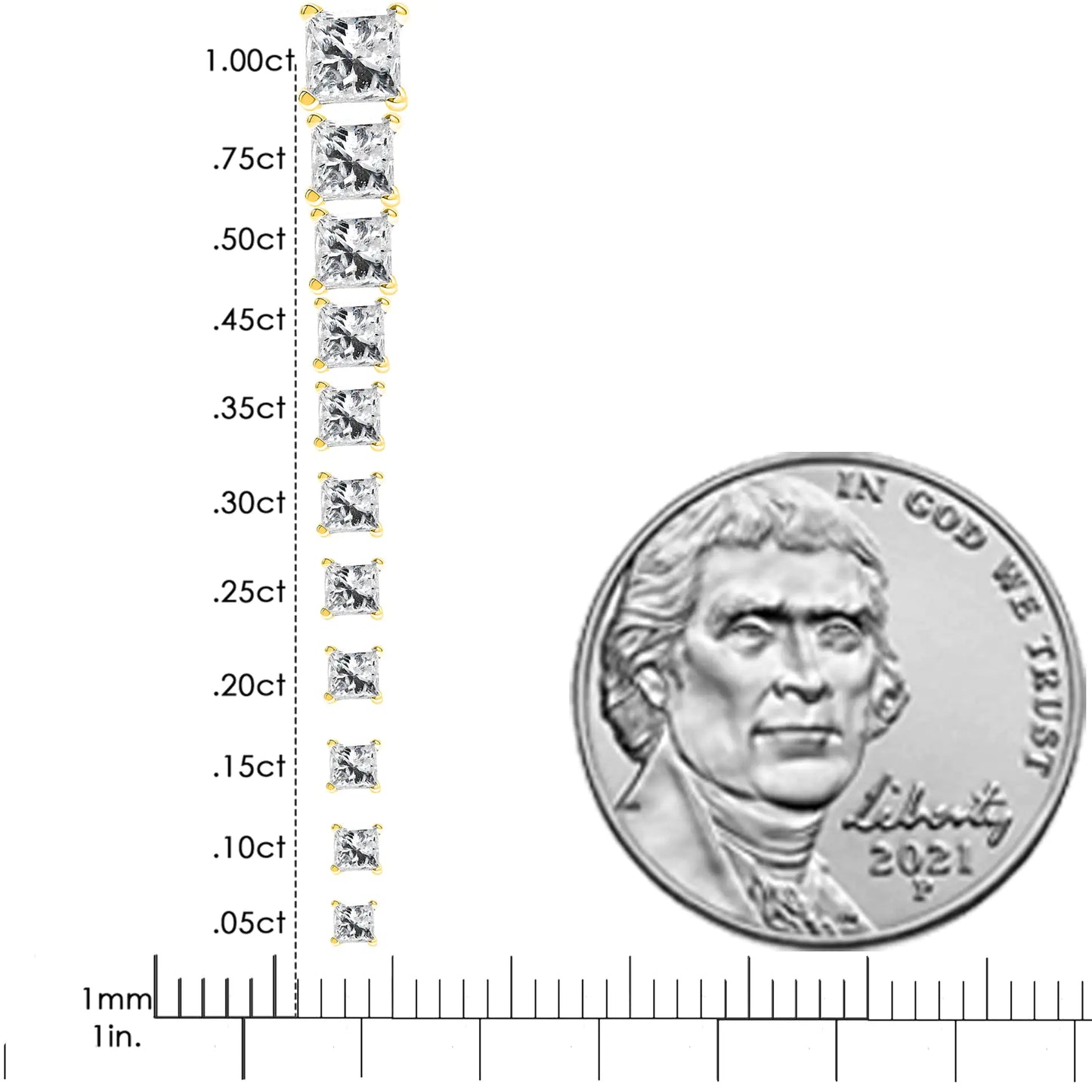 AGS-zertifizierte Solitär-Ohrstecker mit Prinzess-Diamant und 4-zackigem Diamanten in Quadratform (Farbe LM, Reinheit I1-I2)