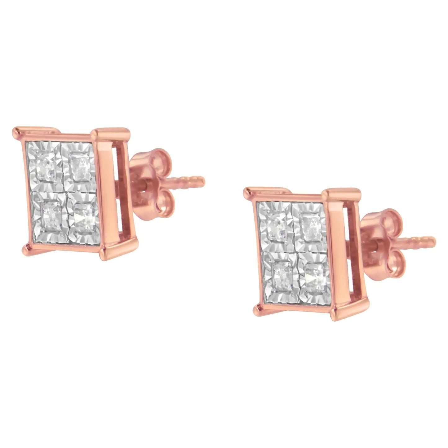 Ohrstecker aus rosévergoldetem Sterlingsilber mit Diamant-Komposit (3/4 Karat, Farbe JK, Reinheit I1-I2)