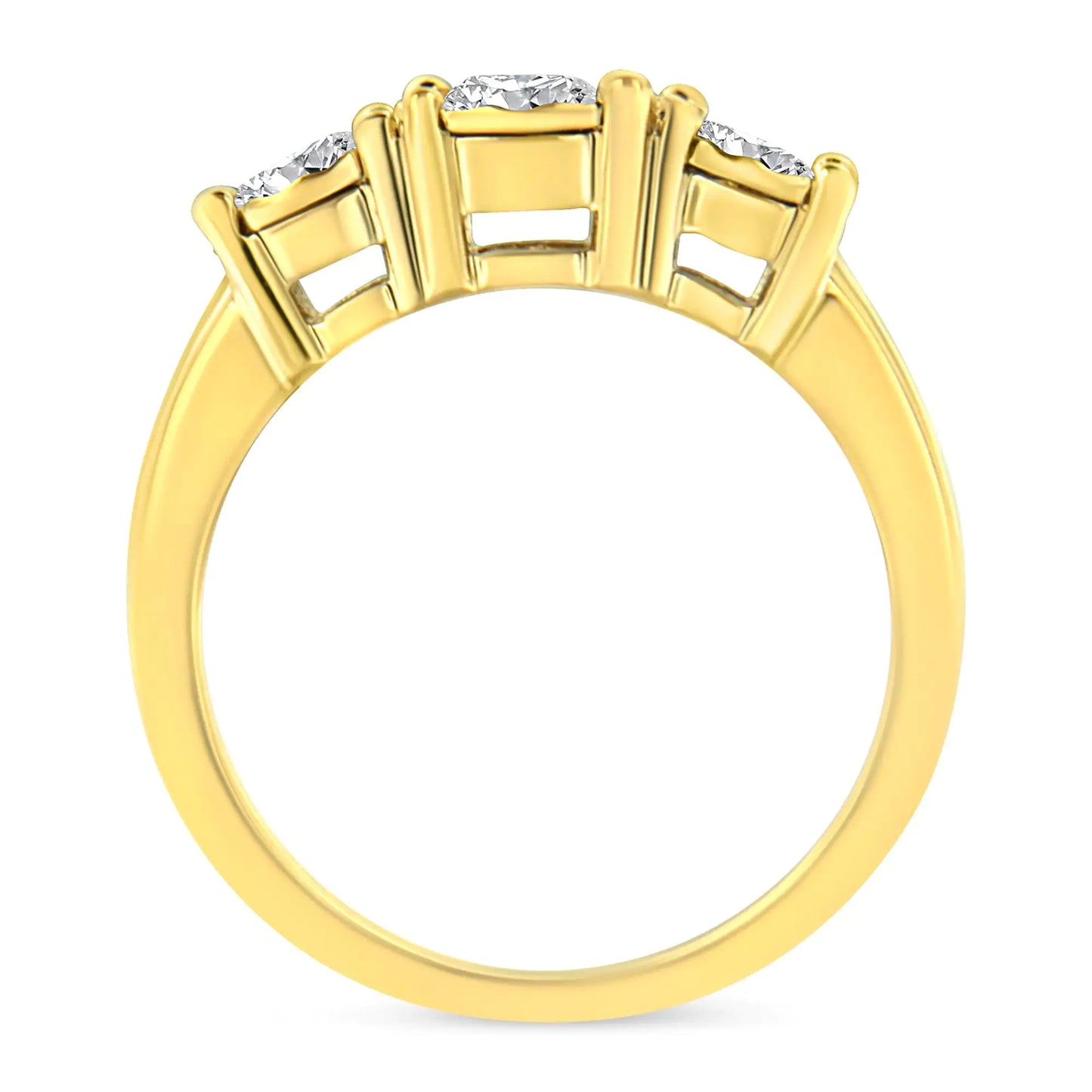 Bague de fiançailles à trois pierres en argent sterling 925 plaqué or jaune 14 carats avec diamants ronds sertis miracle de 1,00 carat (couleur KL, clarté I1-I2)