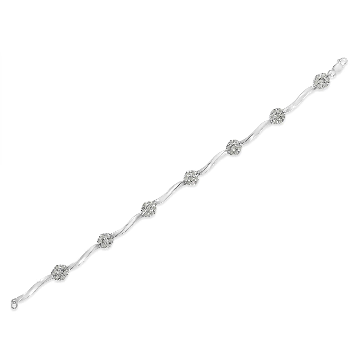 Bracelet à maillons diamant en argent sterling (1 carat au total, couleur HI, clarté I1-I2)