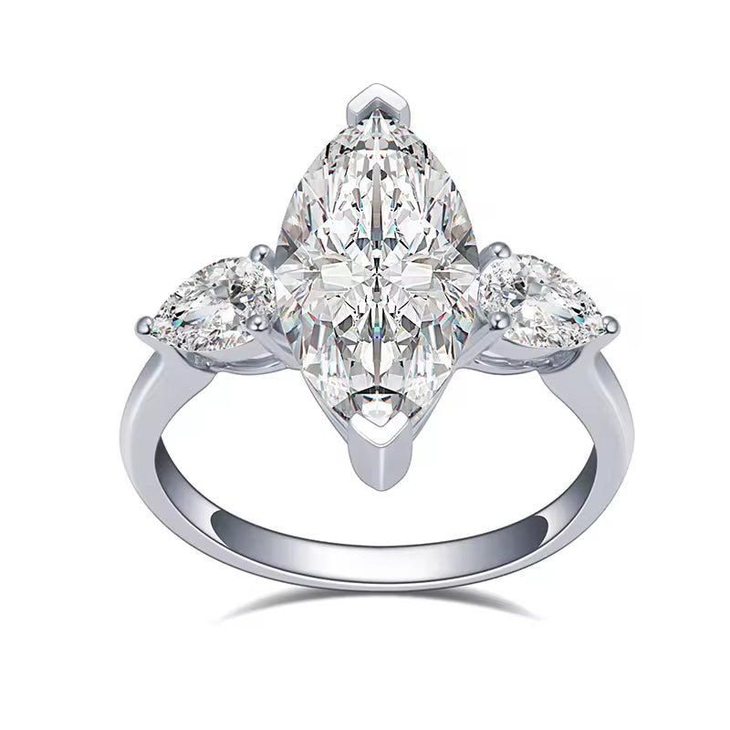 MS-1405 18K White Gold Customized 2.36Ct F VS1 CVD Marquise Cut Lab Diamond Solitary Ring