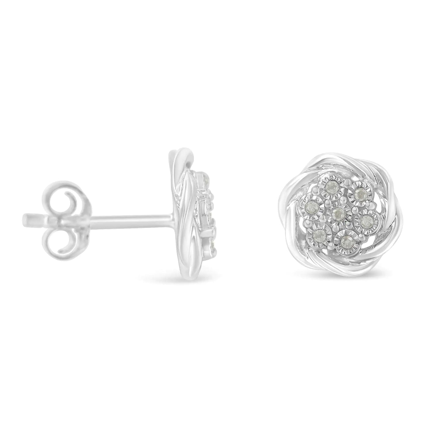 Ohrstecker aus Sterlingsilber mit Diamant-Wirbelcluster (1/6 Karat, Farbe IJ, Reinheit I2-I3)