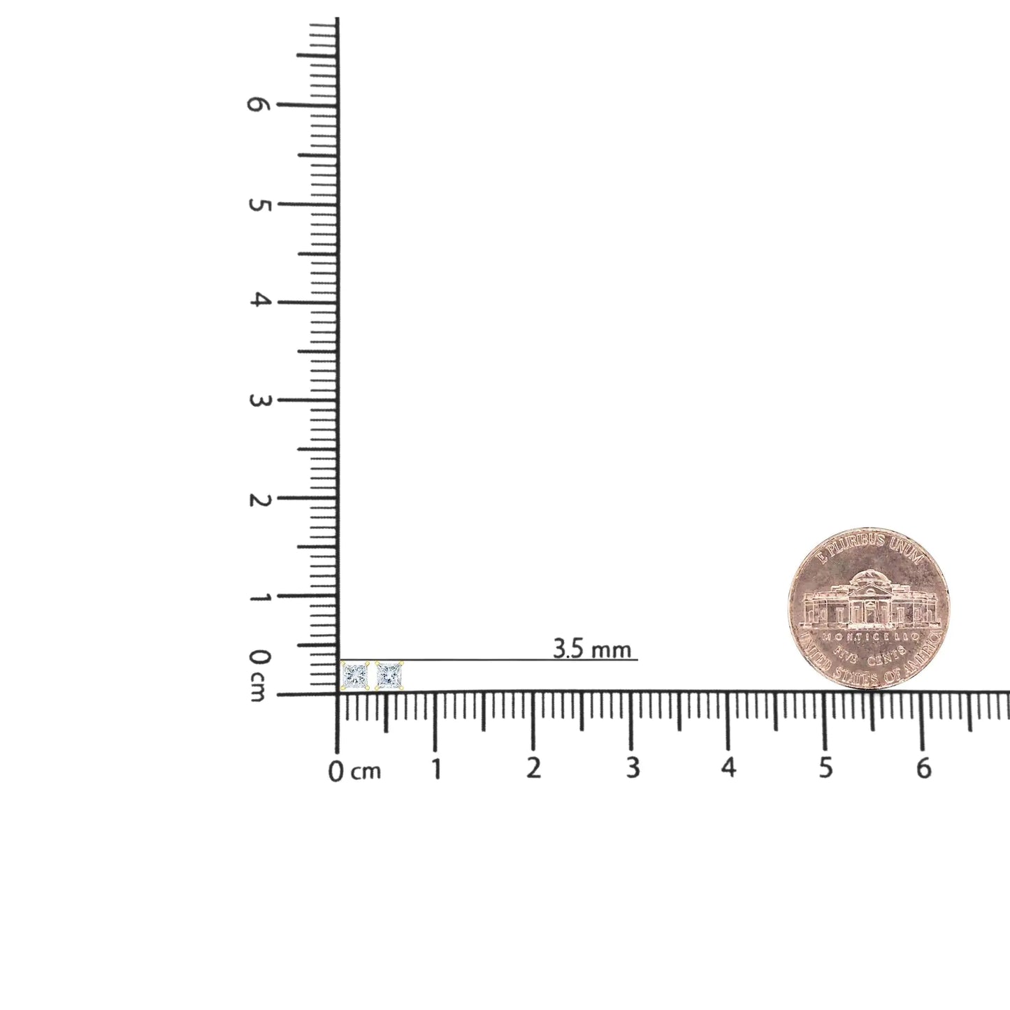 AGS-zertifizierte Solitär-Ohrstecker mit 4-zackigem Diamant im Prinzessschliff, eckig, aus 14 Karat Gold (Farbe HI, Reinheit I1-I2)