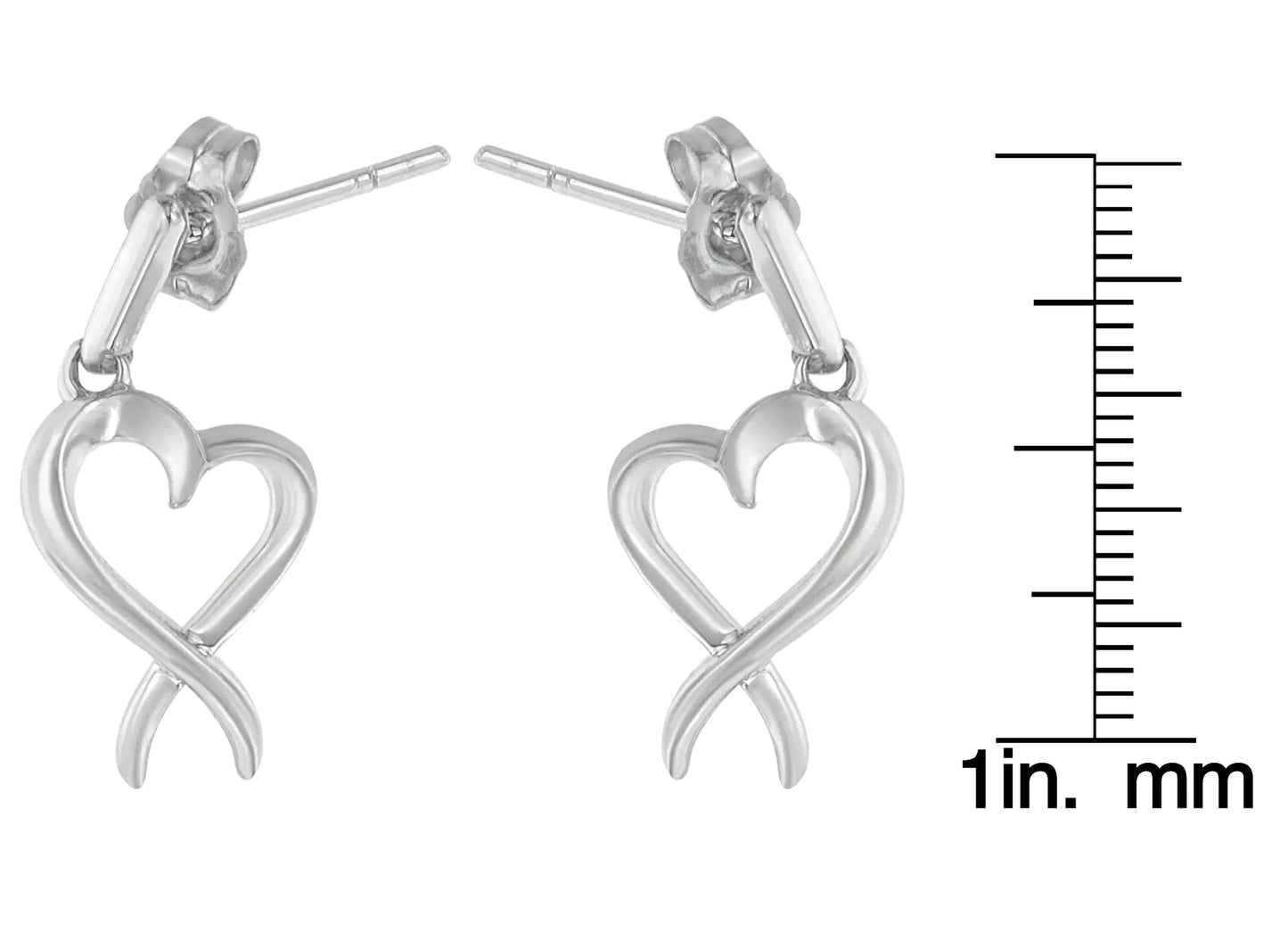 Sterling Silver Dangle-Heart Earrings