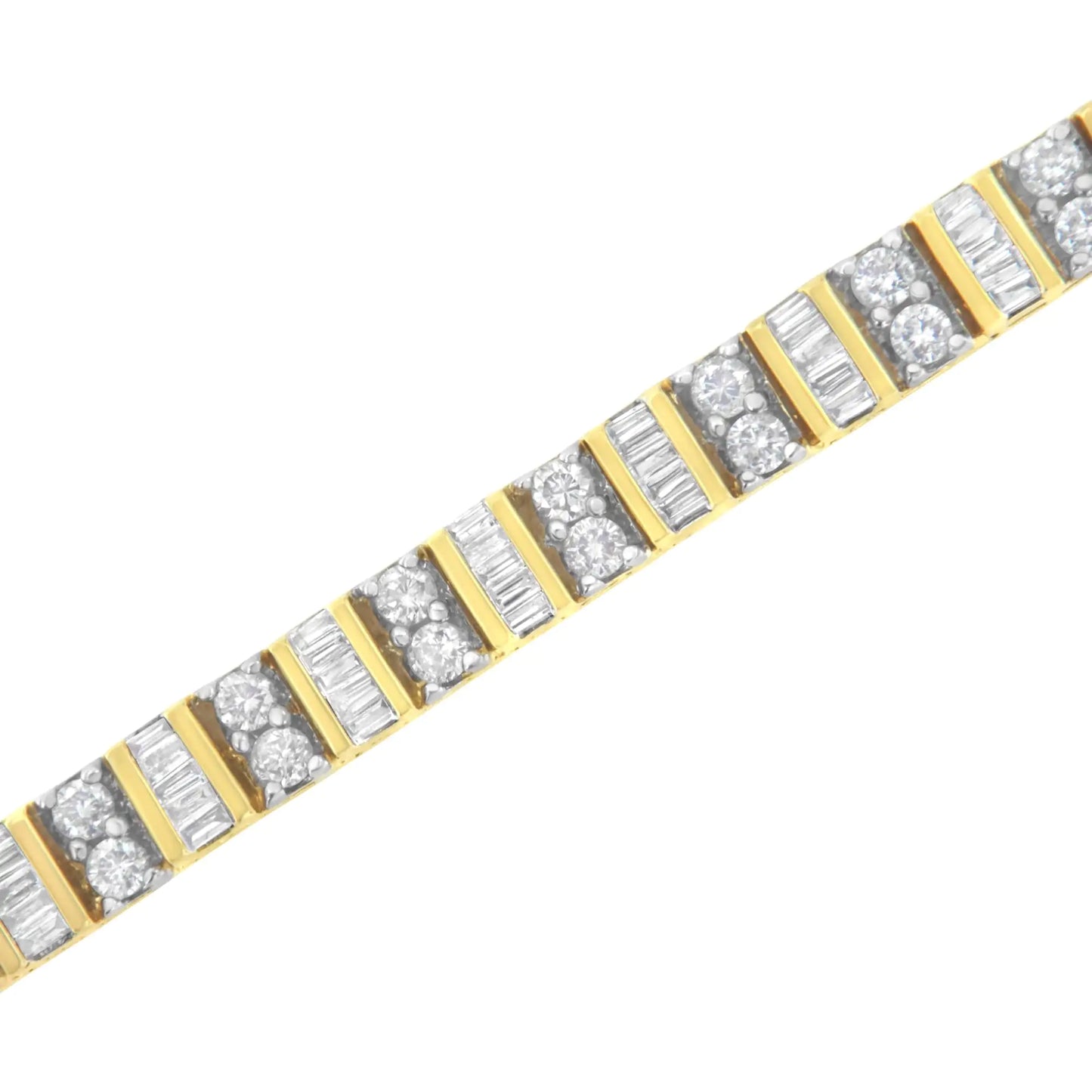 Bracelet tennis en or jaune 14 carats 4,0 carats avec chaîne en diamant taille brillant rond et serti de griffes (couleur HI, pureté SI2-I1) - 7"