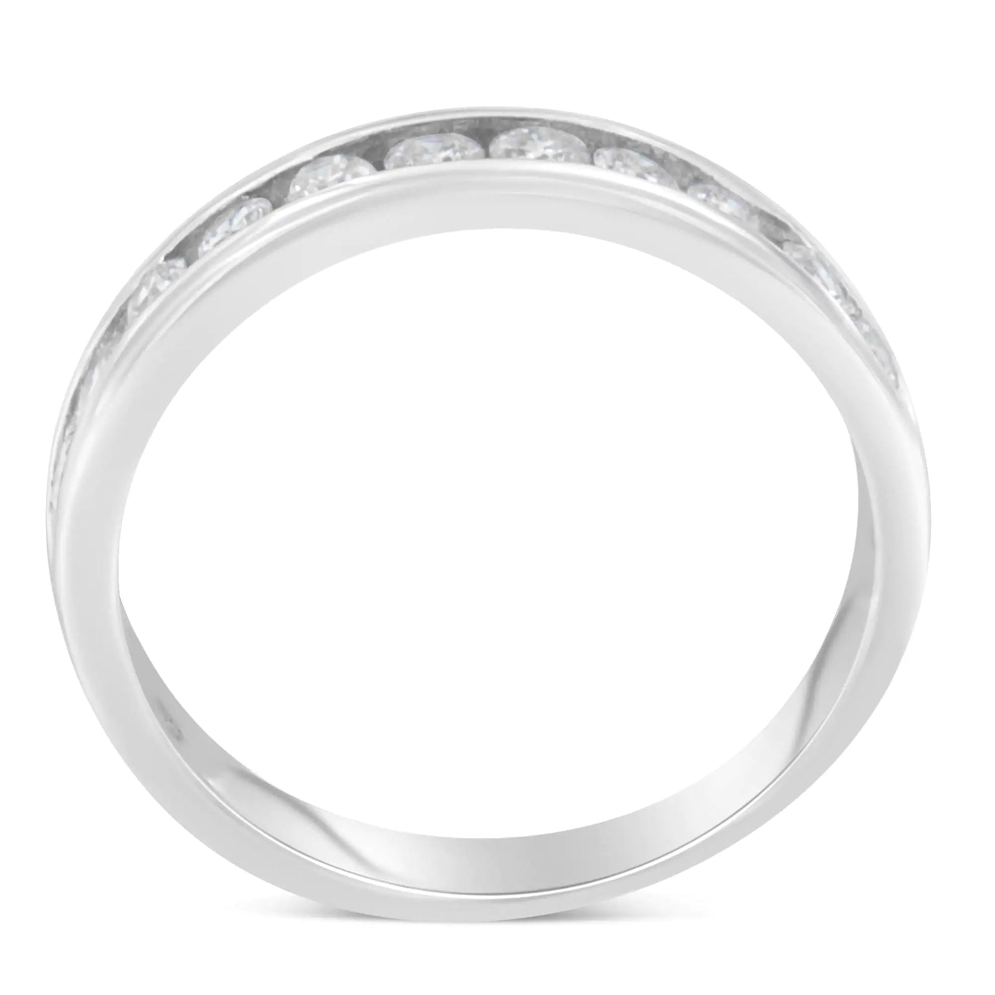 Bague de mariage de style éternité avec diamant rond taille brillant certifié IGI 1/2 carat en or blanc 18 carats (couleur HI, clarté I1-I2)