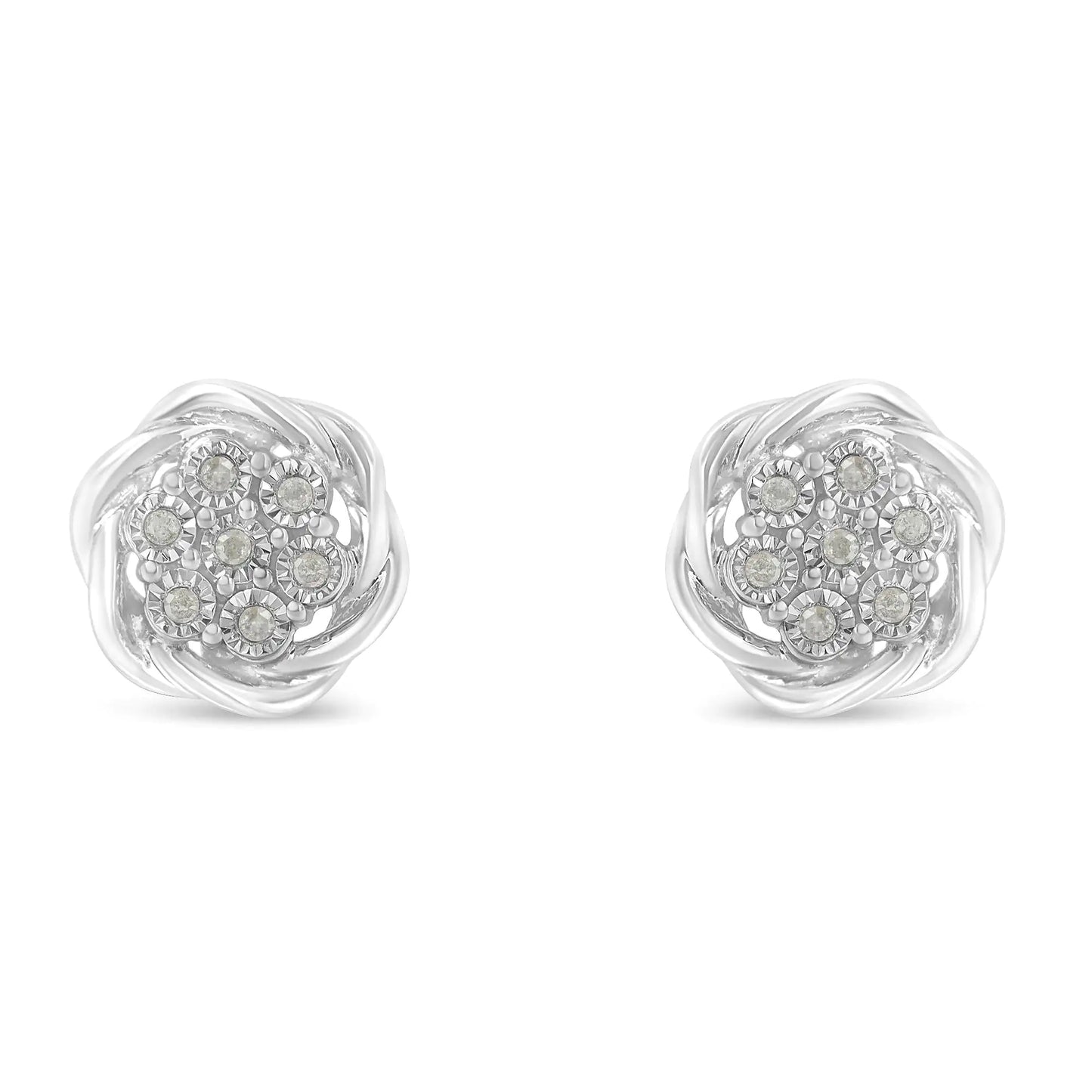 Boucles d'oreilles à tige en argent sterling avec diamants tourbillonnants (1/6 carat au total, couleur IJ, clarté I2-I3)