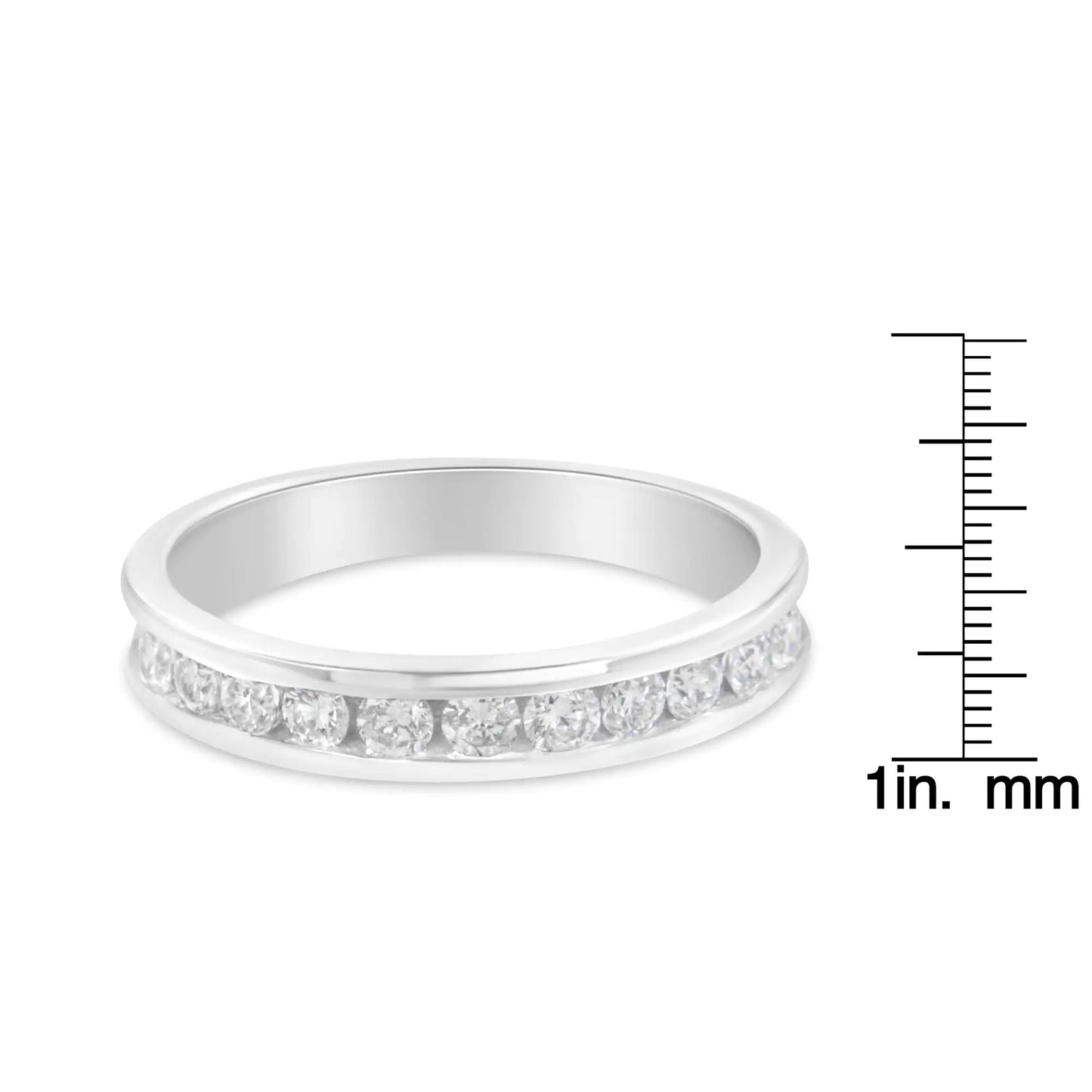 Bague de mariage de style éternité avec diamant rond taille brillant certifié IGI 1/2 carat en or blanc 18 carats (couleur HI, clarté I1-I2)