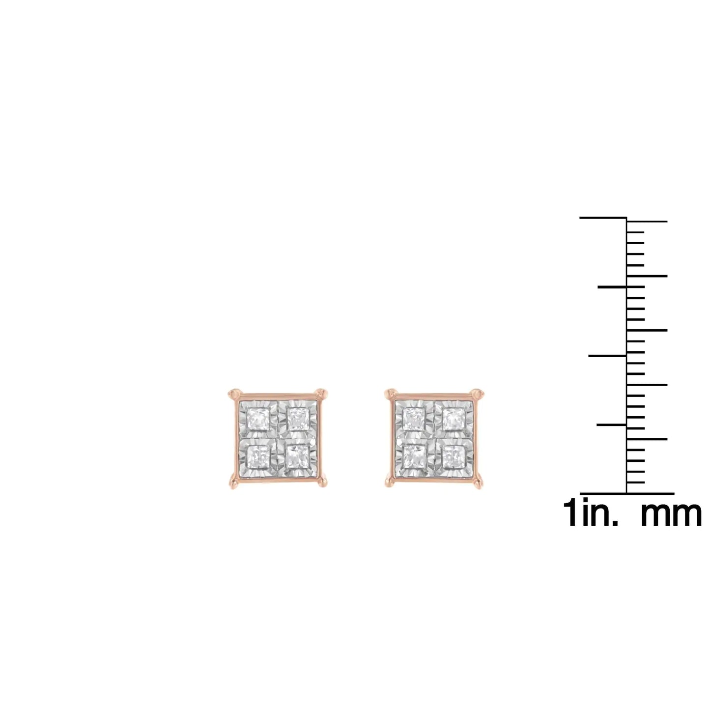 Ohrstecker aus rosévergoldetem Sterlingsilber mit Diamant-Komposit (3/4 Karat, Farbe JK, Reinheit I1-I2)